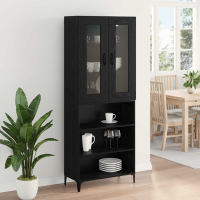 Highboard Czarny Dąb 69,5 x 34 x 180 cm Drewno inżynieryjne