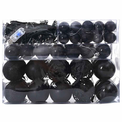 Zestaw Bombek Choinkowych 61 pcs Czarny Z tworzywa sztucznego