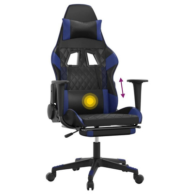 vidaXL Masujący fotel gamingowy z podnóżkiem, czarno-niebieski model standard