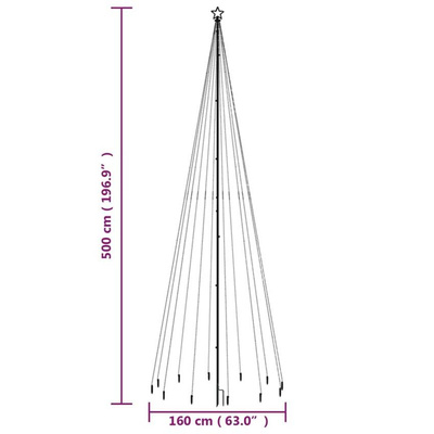 vidaXL Choinka z kołkiem gruntowym, 732 niebieskie LED, 500 cm