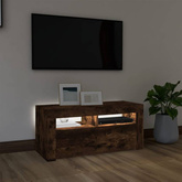 vidaXL Szafka pod TV z oświetleniem LED, przydymiony dąb, 90x35x40 cm