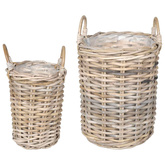 Kosz na rośliny 2 szt. Naturalna szarość Rattan Kubu