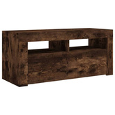 vidaXL Szafka pod TV z oświetleniem LED, przydymiony dąb, 90x35x40 cm