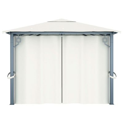 Altana z zasłonami i lampkami LED, 4x3 m, kremowa, aluminium