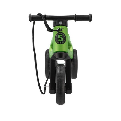FWRider Super Sport 516514 Kolor: Green Metallic / Zielony metaliczny z czarnymi felgami Rowerek biegowy Jeździk 2w1 Ciche koła + Pasek do noszenia dla Rodzica
