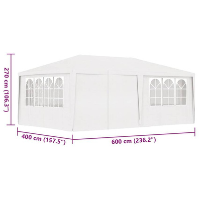 vidaXL Namiot imprezowy ze ściankami, 4x6 m, biały, 90 g/m²