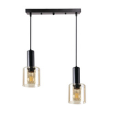 Lampa Wisząca Czarny 2X40 E27 Klosz Bursztynowy Isar