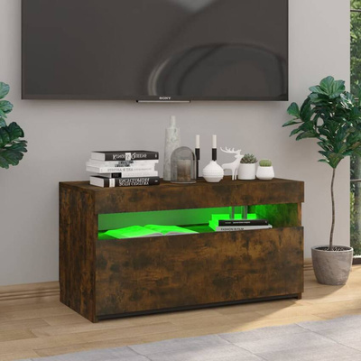 vidaXL Szafka pod TV z oświetleniem LED, przydymiony dąb, 75x35x40 cm