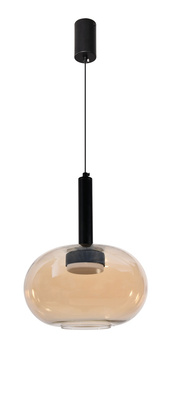 Lampa wisząca Bueno szklana pojedyncza bursztynowy klosz GX53