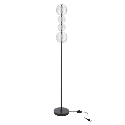 Lampa podłogowa Playa szklana transparentna czarna LED 15W 3000K z kloszami kula