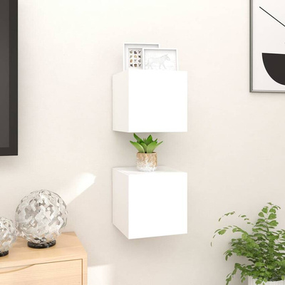 vidaXL Wiszące szafki telewizyjne, 2 szt., białe, 30,5x30x30 cm