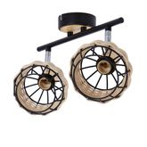 Tajga lampa sufitowa listwa czarny+drewniany 2x40w e14 klosz czarny+drewniany