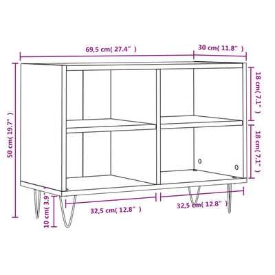Szafka pod TV, czarna, 69,5x30x50 cm, materiał drewnopochodny vidaXL