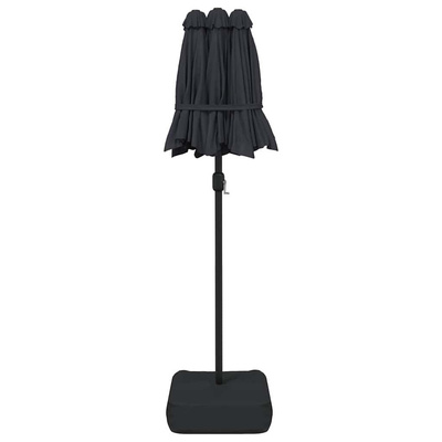 Podwójny parasol ogrodowy z LED, czarny, 316x145 cm