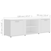 vidaXL Szafka pod TV, biała, 120x34x37 cm, materiał drewnopochodny