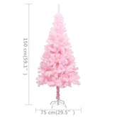 vidaXL Sztuczna choinka z lampkami i bombkami, różowa, 150 cm, PVC model standard
