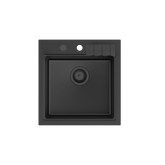 PETER 110 GraniteQ zlewozmywak granitowy pure carbon 1-komorowy z/o (50x52x20) z syfonem pure carbon