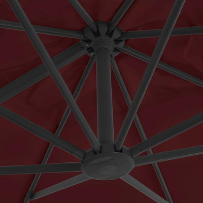Parasol wiszący na aluminiowym słupku, bordowy, 400x300 cm