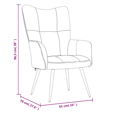 Fotel z podnóżkiem, jasnoszary, obity aksamitem model standard