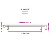 Uchwyty do szafek, 5 szt., srebrne, 224 mm, stal nierdzewna