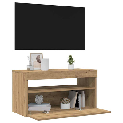 Szafka pod TV z oświetleniem LED, dąb artisan, 75x35x40 cm
