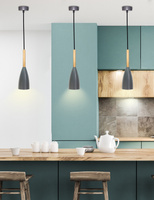 Lampa wisząca szara + drewno Trosa Ledea 50101266
