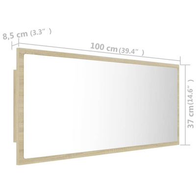 vidaXL Lustro łazienkowe LED, kolor dąb sonoma, 100x8,5x37 cm, akryl