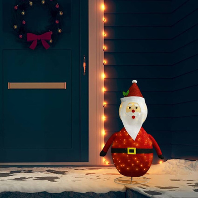vidaXL Dekoracja świąteczna, Mikołaj z LED, luksusowa tkanina, 90 cm