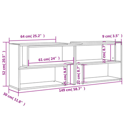 vidaXL Szafka pod TV, szara, wysoki połysk, 149x30x52 cm
