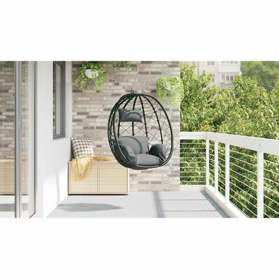 Wiszące krzesło jajo Antracyt 91,5 x 54,5 x 107 cm polirattan