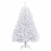 Sztuczna choinka z 150 diodami LED Biały 150 cm PVC i Metal
