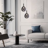 Lampa wisząca szklana LUKKA ze srebrnym kloszem – elegancka lampa do jadalni i salonu LED