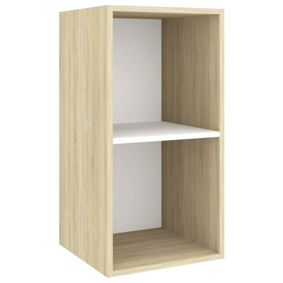 vidaXL Wisząca szafka pod TV, dąb sonoma i biel, 37x37x72 cm