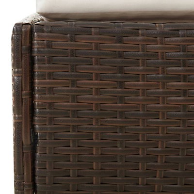 vidaXL Leżak ze składanym dachem, brązowy, 200x114x128 cm, polirattan