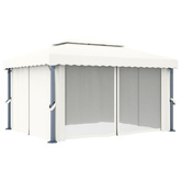 vidaXL Altana ogrodowa z zasłonami, 4 x 3 m, kremowa, aluminium