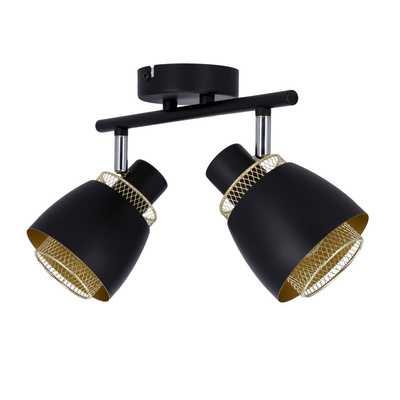 Aleksandria lampa sufitowa listwa 2x40w klosz czarny+złoty