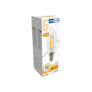 ŻARÓWKA ŚWIECZKA E14 LED FILAMENT OZDOBNA 6W 700lm 2700K ANLUX