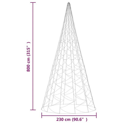 vidaXL Choinka do montażu na maszcie, 3000 zimnych białych LED, 800 cm