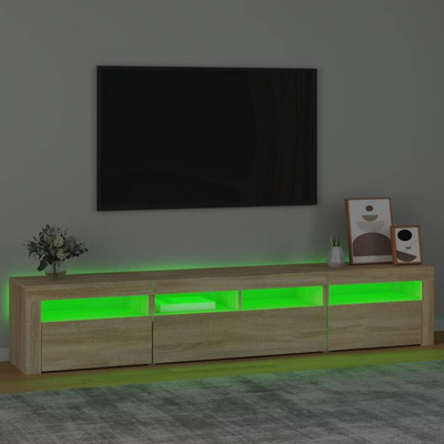 vidaXL Szafka pod TV z oświetleniem LED, dąb sonoma, 210x35x40 cm