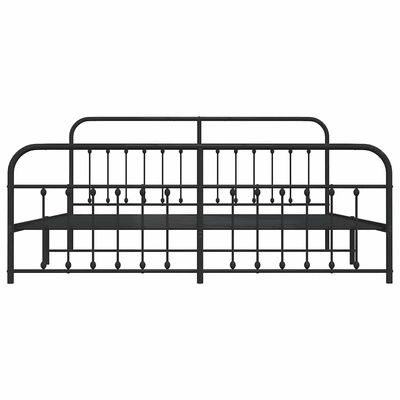 vidaXL Metalowa rama łóżka z wezgłowiem i zanóżkiem, czarna, 200x200cm model standard