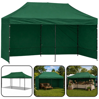 Namiot Ekspresowy Ogrodowy Cateringowy Pawilon Handlowy Zielony 3x6 M