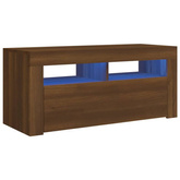 vidaXL Szafka pod TV z oświetleniem LED, brązowy dąb, 90x35x40 cm