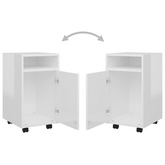 Szafka boczna z kółkami, biała z połyskiem, 33x38x60 cm