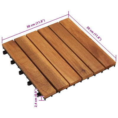 Płytka Tarasowa 10 pcs Brązowy 30 x 30 cm Drewno Akacjowe