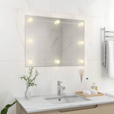 vidaXL Lustro ścienne z lampkami LED, bez ramy, prostokątne, szklane