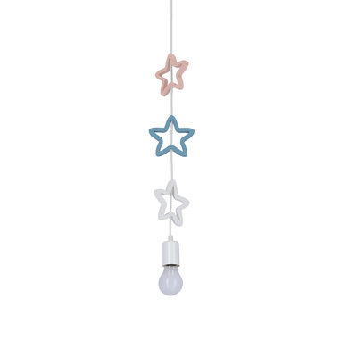 Single Sss Lampa Wisząca 1X20W E27 Iq Kids Biały+Niebieski+Różowy