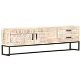 vidaXL Szafka pod TV, biała, 140 x 30 x 45 cm, lite drewno akacjowe