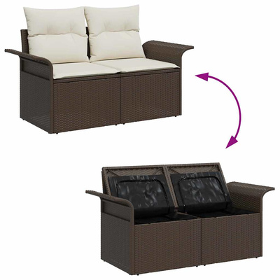 Sofa Ogrodowa z poduszką Brązowy 141 x 62 x 69cm polirattan