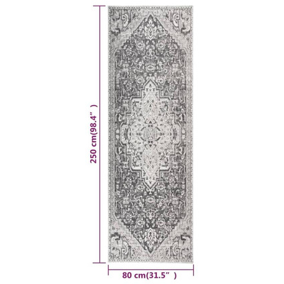 vidaXL Dywan zewnętrzny o płaskim splocie, 80x250 cm, jasnoszary