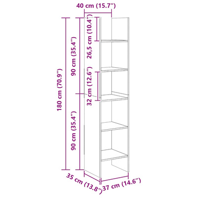 Regał na książki, dąb sonoma, 40x35x180 cm